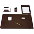 7-Piece Classic Chocolate Brown Leather Desk Set