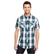 Men's Short-Sleeve Plaid Pattern Woven Shirt
