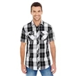 Men's Short-Sleeve Plaid Pattern Woven Shirt