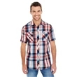 Men's Short-Sleeve Plaid Pattern Woven Shirt