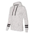 J. America Women's Melange Fleece Striped-Sleeve Hooded S...