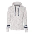 J. America Women's Melange Fleece Striped-Sleeve Hooded S...