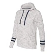 J. America Women's Melange Fleece Striped-Sleeve Hooded S...