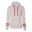 J. America Women's Melange Fleece Striped-Sleeve Hooded S...