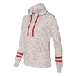 J. America Women's Melange Fleece Striped-Sleeve Hooded S...