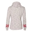 J. America Women's Melange Fleece Striped-Sleeve Hooded S...