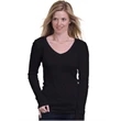 Bayside Women's USA-Made Long Sleeve Deep V-Neck