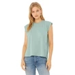 Ladies' Flowy Muscle T-Shirt with Rolled Cuff