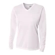 Ladies' Birds-Eye Mesh Long Sleeve V-Neck T-Shirt