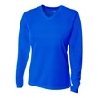 Ladies' Birds-Eye Mesh Long Sleeve V-Neck T-Shirt