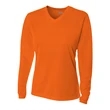 Ladies' Birds-Eye Mesh Long Sleeve V-Neck T-Shirt