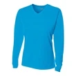 Ladies' Birds-Eye Mesh Long Sleeve V-Neck T-Shirt