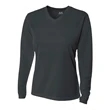 Ladies' Birds-Eye Mesh Long Sleeve V-Neck T-Shirt