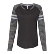 LAT Women's Fine Jersey Mash Up Long Sleeve T-Shirt