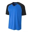 Youth Polyester V-Neck Strike Jersey with Contrast Sleeves