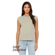 Ladies' Flowy Muscle T-Shirt with Rolled Cuff