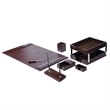 9 Piece Dark Brown Econo-Line Leather Desk Set