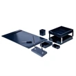 9 Piece Navy Blue Econo-Line Leather Desk Set