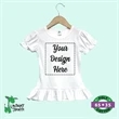 Toddler S/S Girls Ruffle Trim Tops White- Laughing Giraffe®