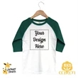 Toddler Raglan 3/4 Sleeve Tee White/Green- Laughing Giraffe®