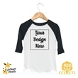 Toddler 3/4 Sleeve Raglan Tee White/Black -Laughing Giraffe®