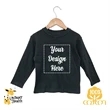 Toddler Long Sleeve Crew Neck Black Tee- Laughing Giraffe®