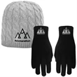 Cable Knit Beanie Cap and Text Gloves Combo