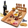 Natural Bamboo Cheese Board and Knife Set for Charcuterie