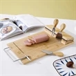 Bamboo Cheese Board and Slicer with Wires, Fork, Knife