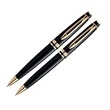 Waterman Expert Black Lacquered Ball Pen / Pencil Set