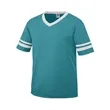 Augusta Sportswear Youth V-Neck Jersey with Striped Sleeves