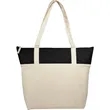 Jute Accent 10oz Cotton Canvas Zippered Tote