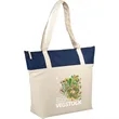 Jute Accent 10oz Cotton Canvas Zippered Tote
