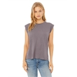 Ladies' Flowy Muscle T-Shirt with Rolled Cuff