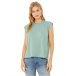 Ladies' Flowy Muscle T-Shirt with Rolled Cuff