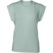 Ladies' Flowy Muscle T-Shirt with Rolled Cuff