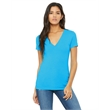 Ladies' Jersey Short-Sleeve Deep V-Neck T-Shirt