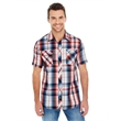 Men's Short-Sleeve Plaid Pattern Woven Shirt